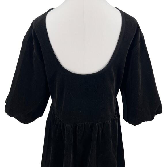 Everlane The Corduroy Mini Dress in Black Puff Sleeve Oversized Babydoll Size M - Picture 9 of 14